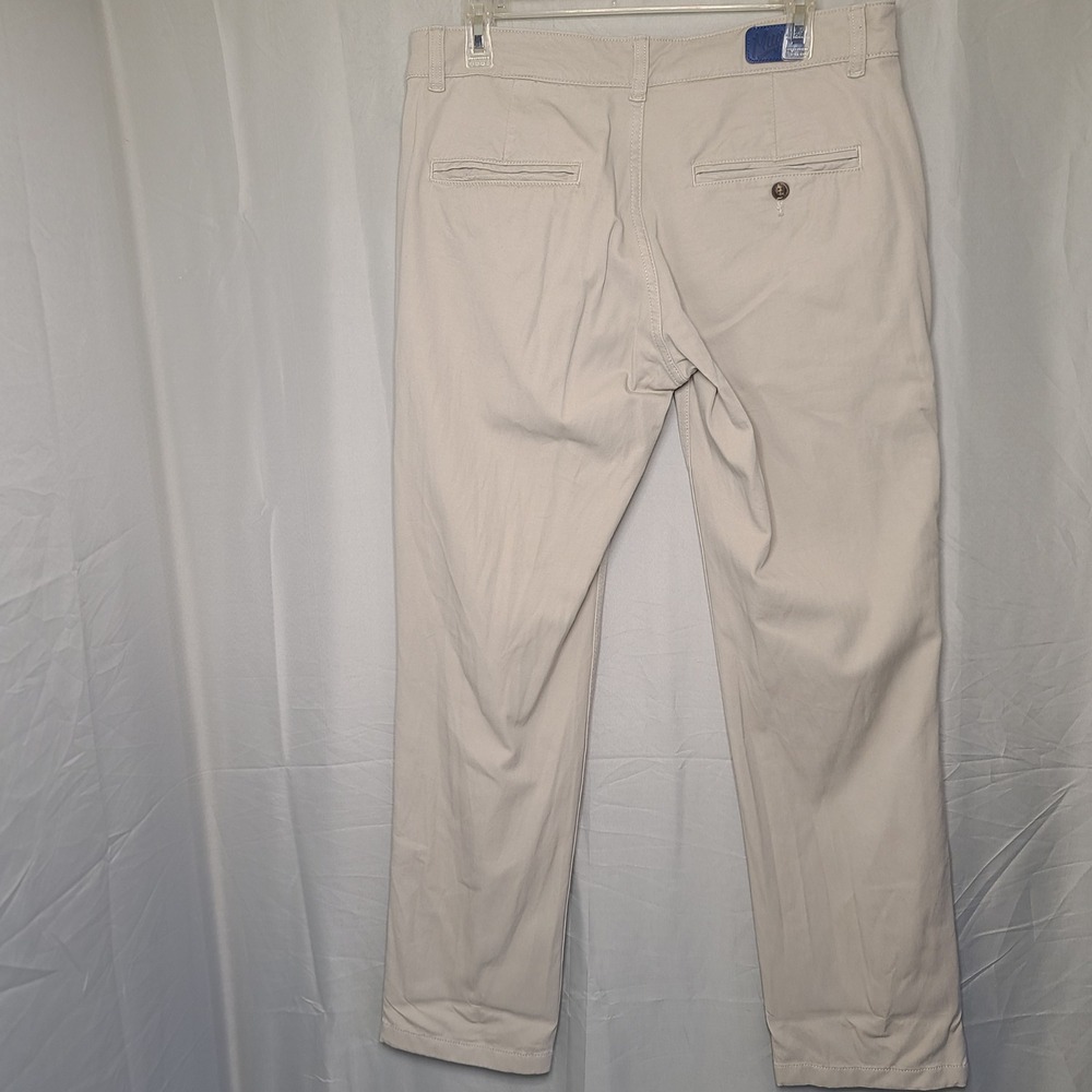 Mugsy Chinos Mens 32x30 Khaki Beige Stretch Cotton Rayon Slim Straight Trousers